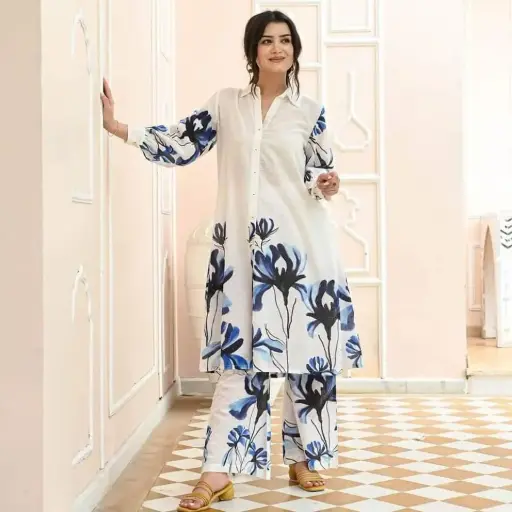 Ready Made Two Piece  শার্ট + পেন্ট ফেব্রিক্স পিওর কটন স্কিন পিন্ড করা শার্ট লং ৪৪/৪৫ ইঞ্চি পেন্ট লং ৩৮/৪০